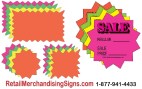 Cards-Burst-Fluorescent Starburst Cards-Die Cut Signs for Retail Stores